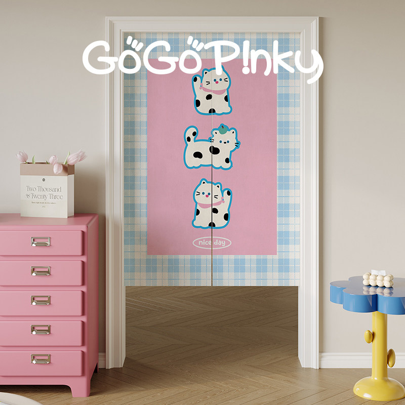 VIKAMA Pink Blue Grid Noren Do - огляд і ціна Commercial Window Printing